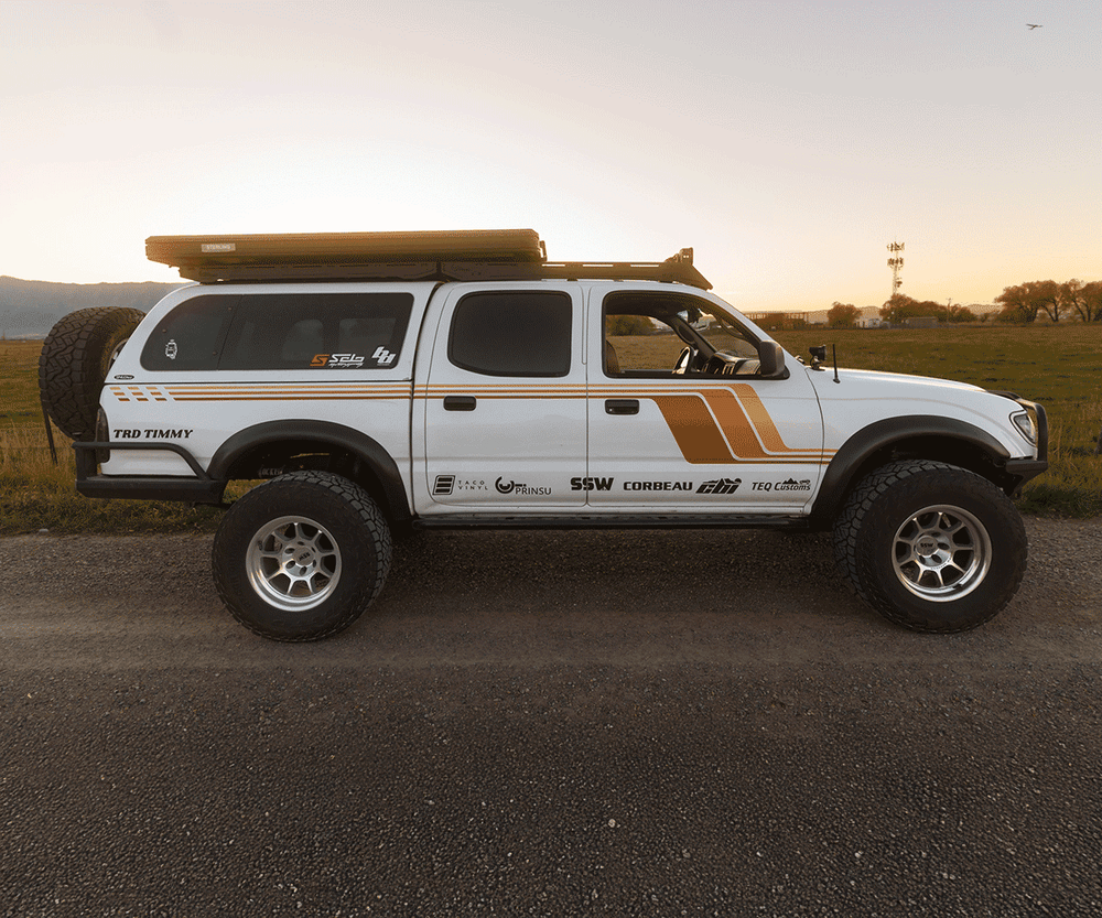 Prinsu Pro 1st Gen Tacoma cab rack rear angle showing wind deflector
