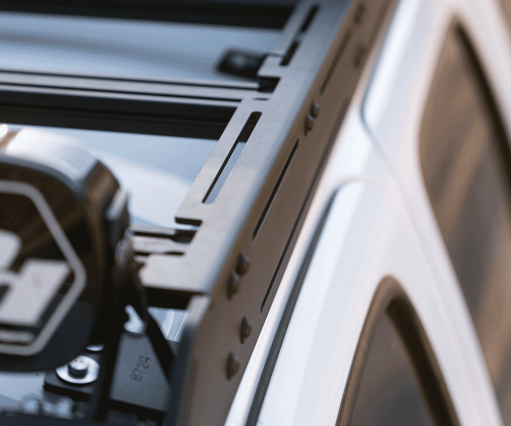 Toyota Tacoma Prinsu Pro Double Cab roof rack T-slot crossbar mounting detail