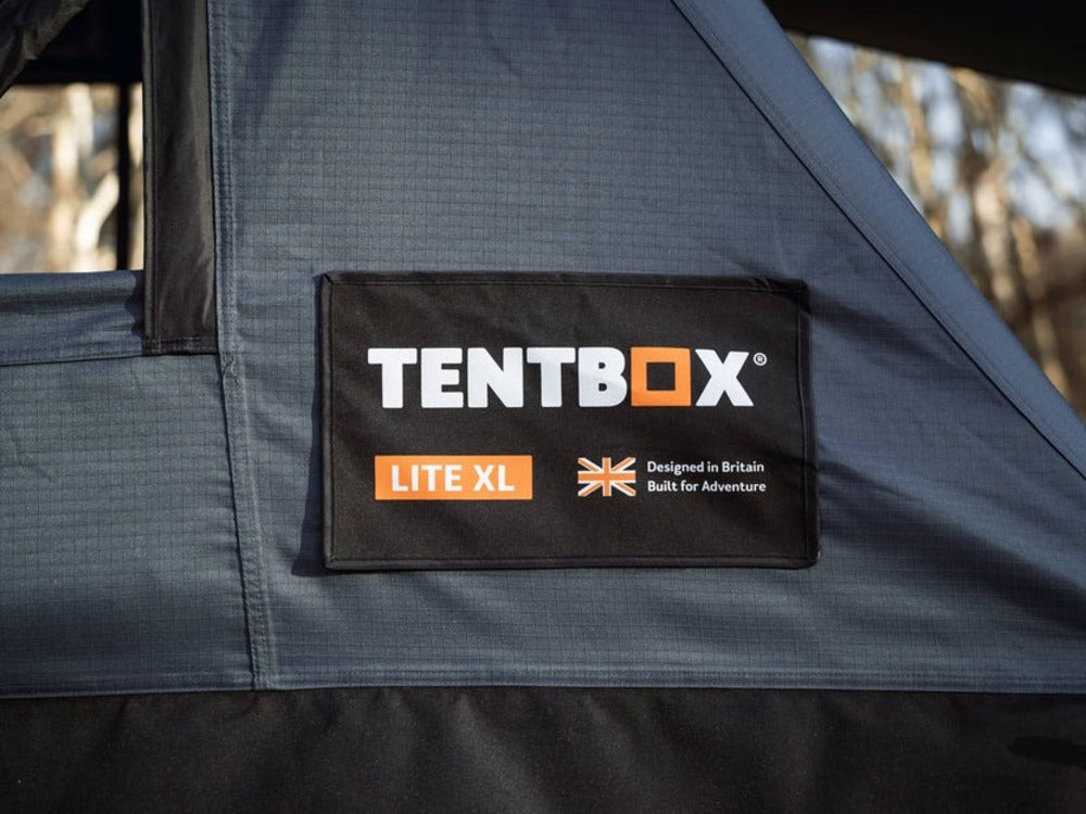 Close Up View Of The TentBox Logo On The TentBox Lite XL