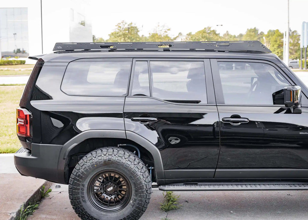 Side view of Backwoods DRIFTR roof rack on Toyota Land Cruiser 250
