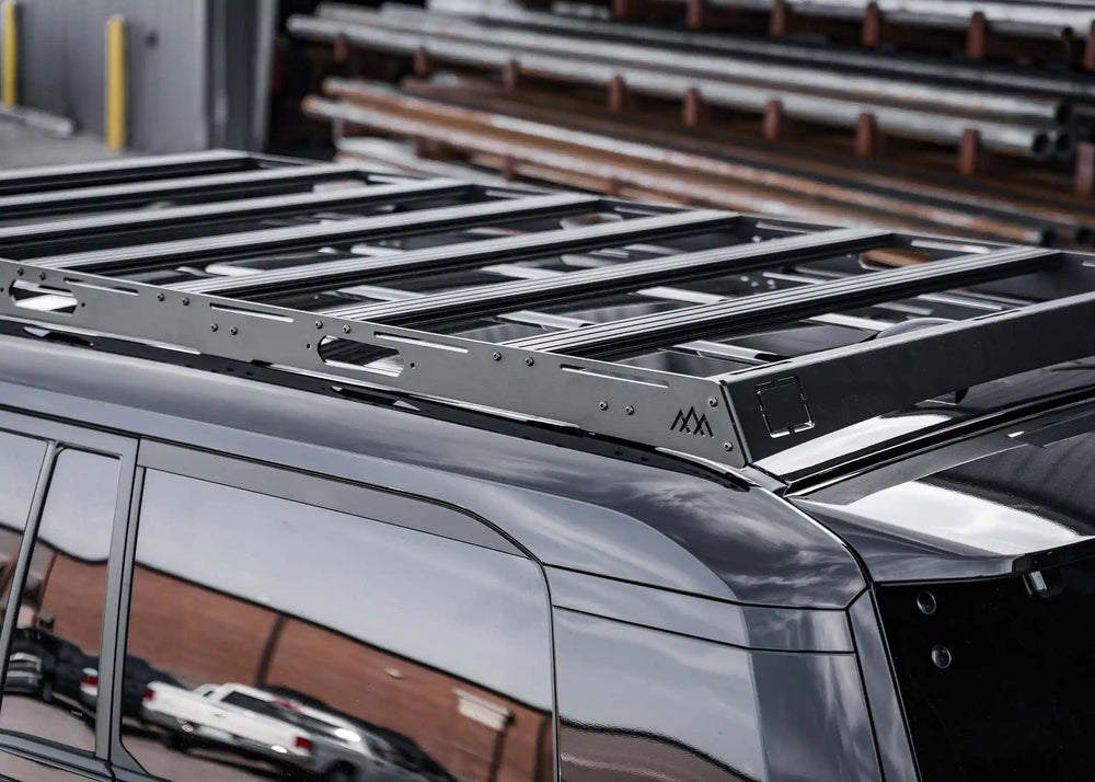 T-track load bars on Backwoods DRIFTR roof rack for Toyota Land Cruiser 250