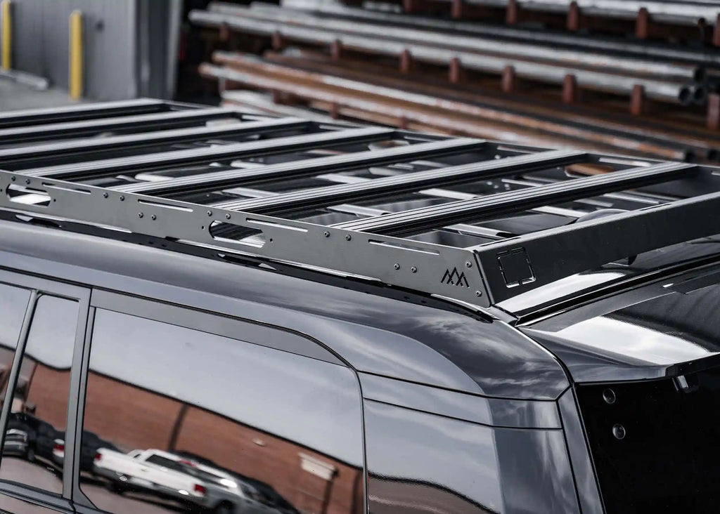 T-track load bars on Backwoods DRIFTR roof rack for Toyota Land Cruiser 250