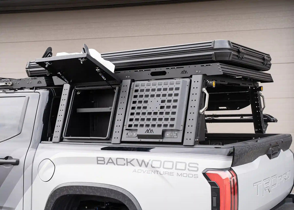 Backwoods Tundra Aluminum Bed Rack Storage Box installed