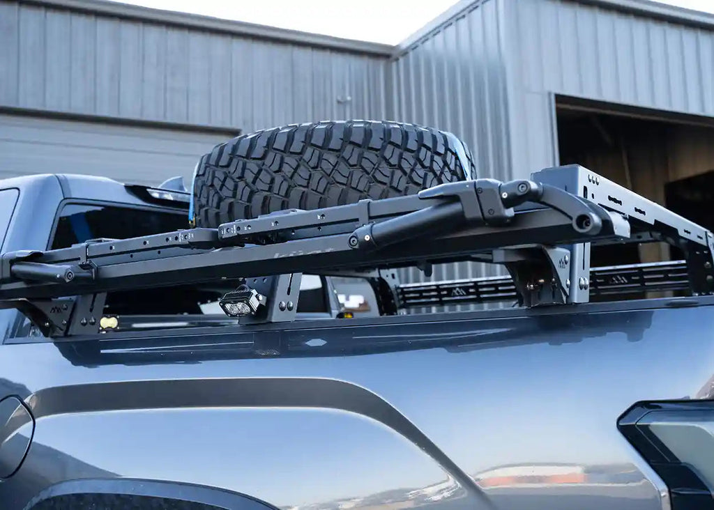 Toyota Tundra Mid-Height Bed Rack with bike tray mounted