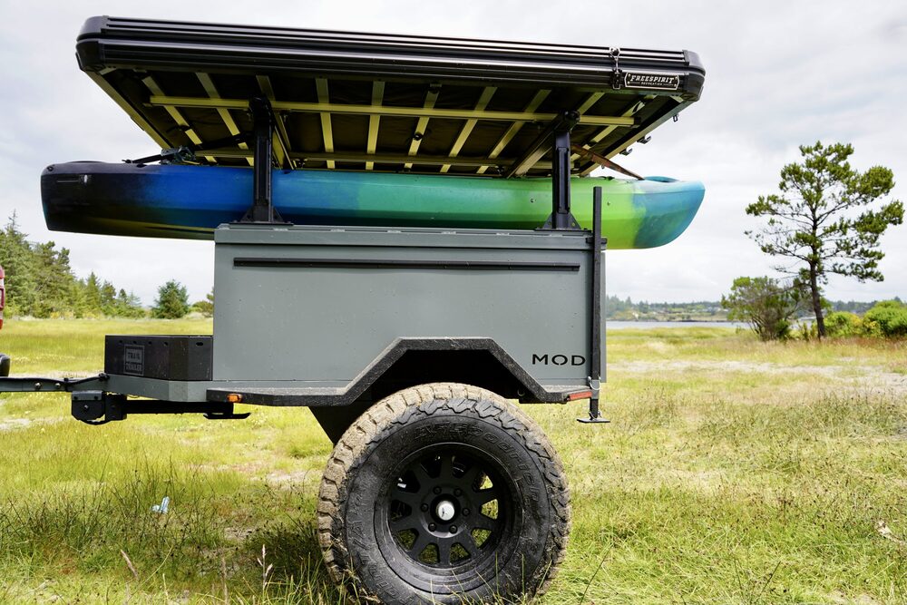 Modular Trail Trailer Side View With A Roof Top Tent Mounted