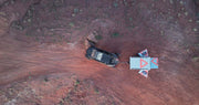 View From Above Of The Trail Trailer MOD With Roof Top Tent Mounted