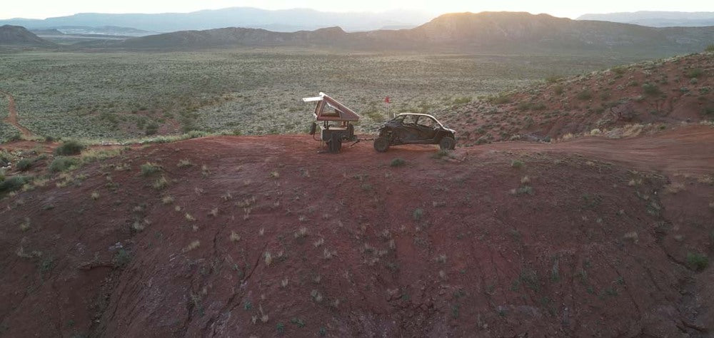 Side View Of The Trail Trailer MOD With A Roof Top Tent