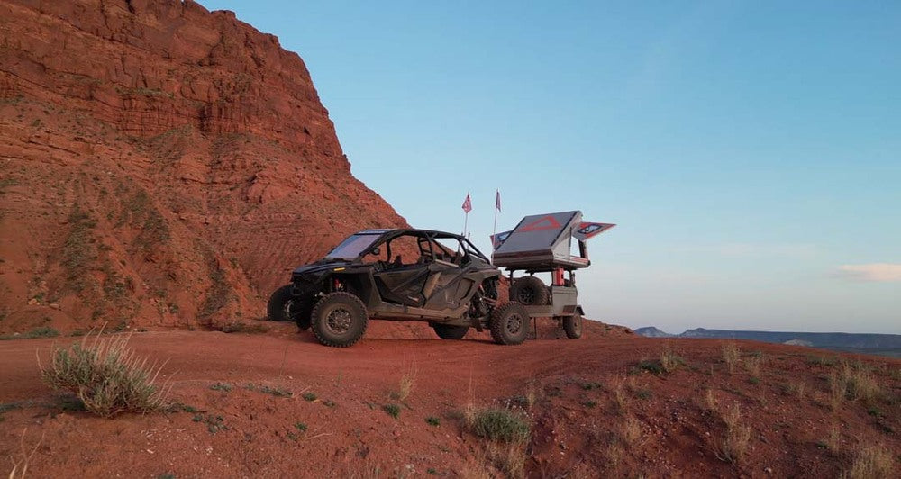 UTV With Attached Trail Trailer MOD With Mounted Roof Top Tent