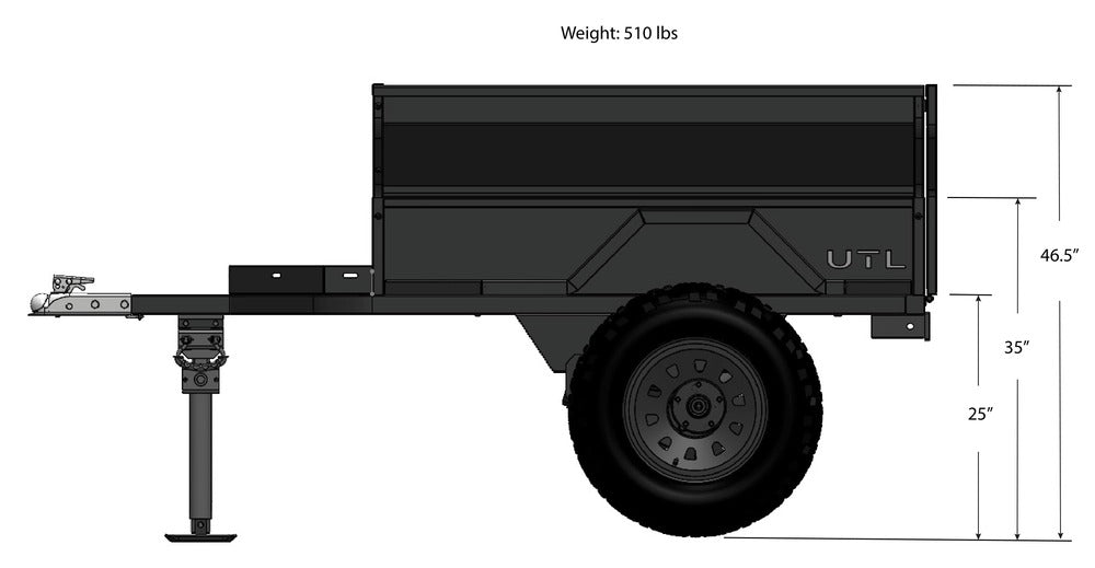 Trail Trailer UTL Side View Dimesions