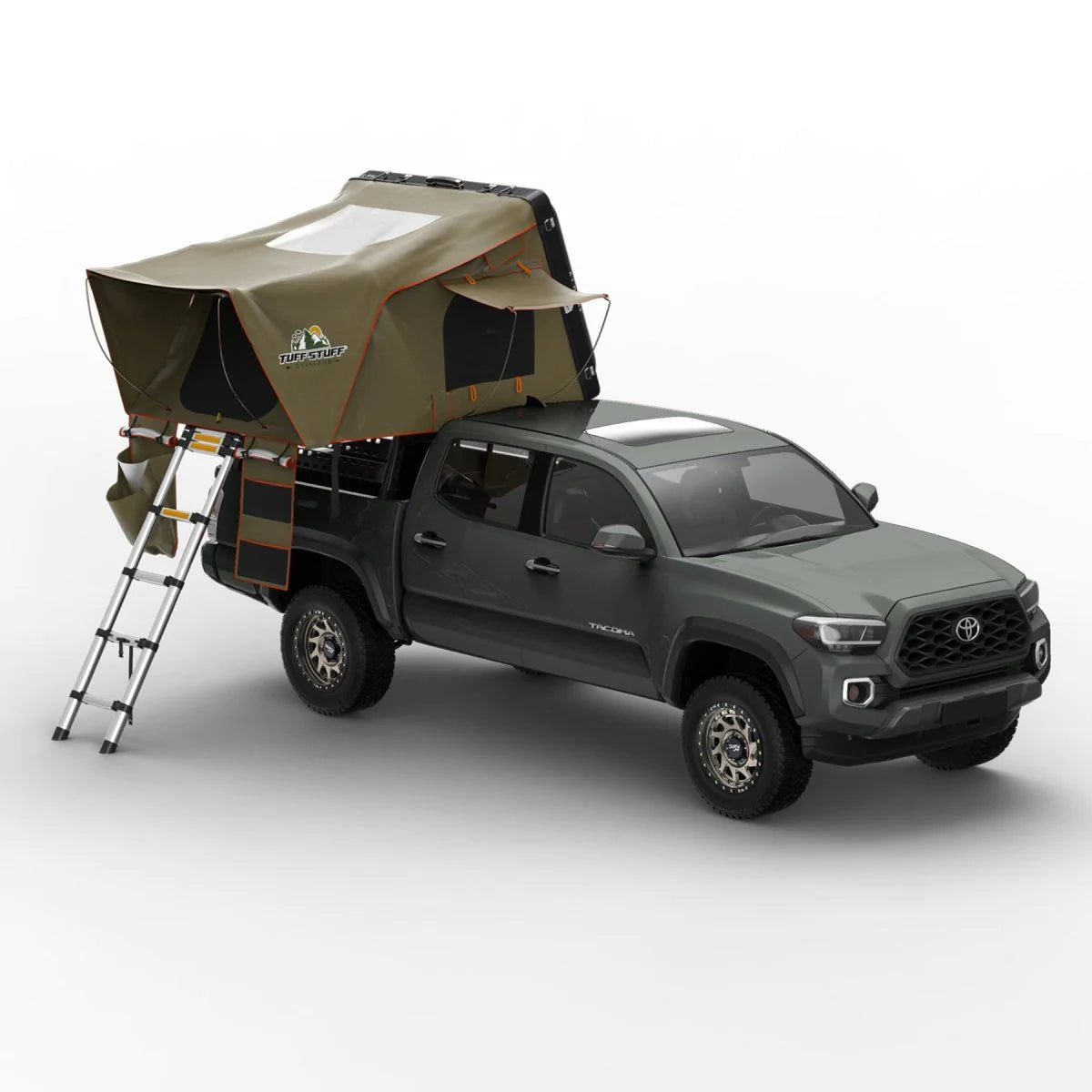 Tuff Stuff Alpha 2 Person Roof Top Tent Open View On Tacoma