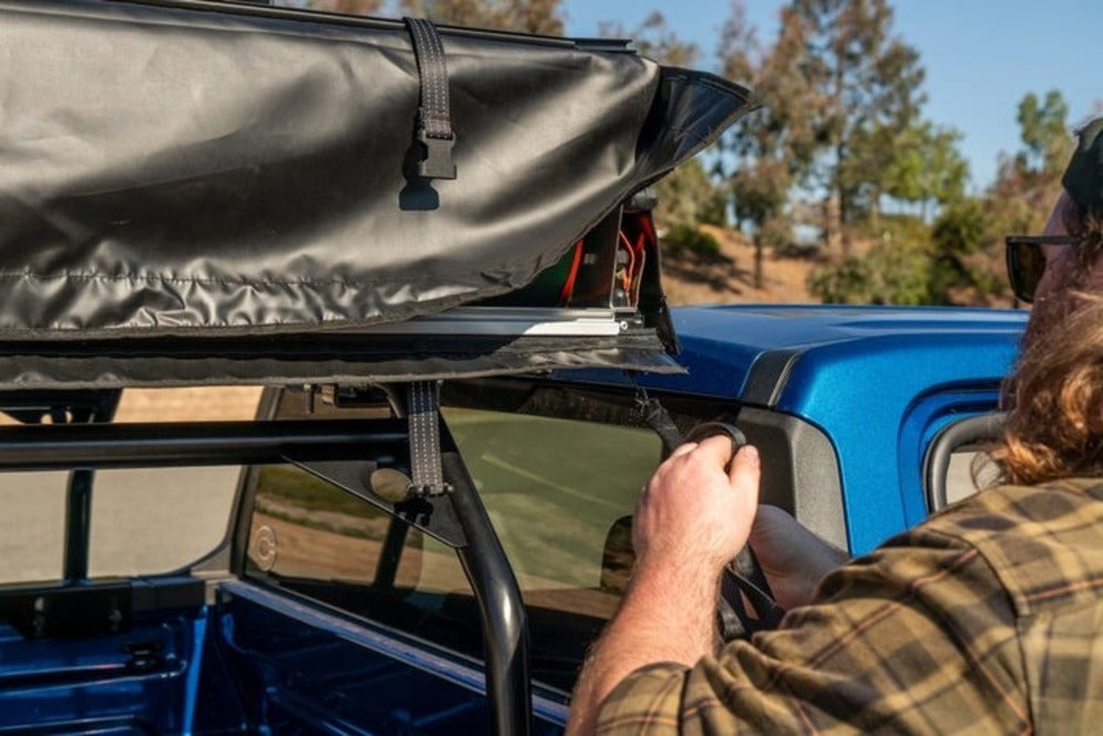 Close Up View Of The Tuff Stuff Trailhead Pro Roof Top Tent Travel Cover