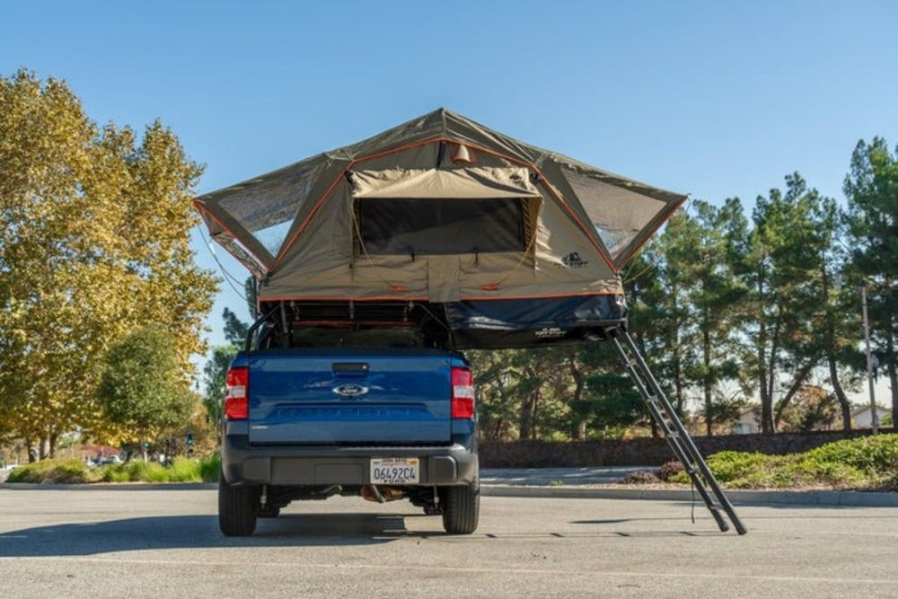 Tuff Stuff Trailhead Pro Roof Top Tent Mounted On A Bed Rack
