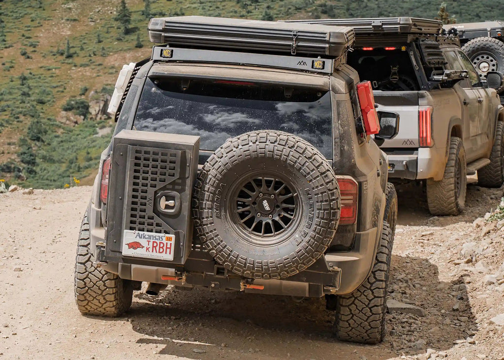 Backwoods Universal Overland Storage Box on Toyota Land Cruiser driving off road