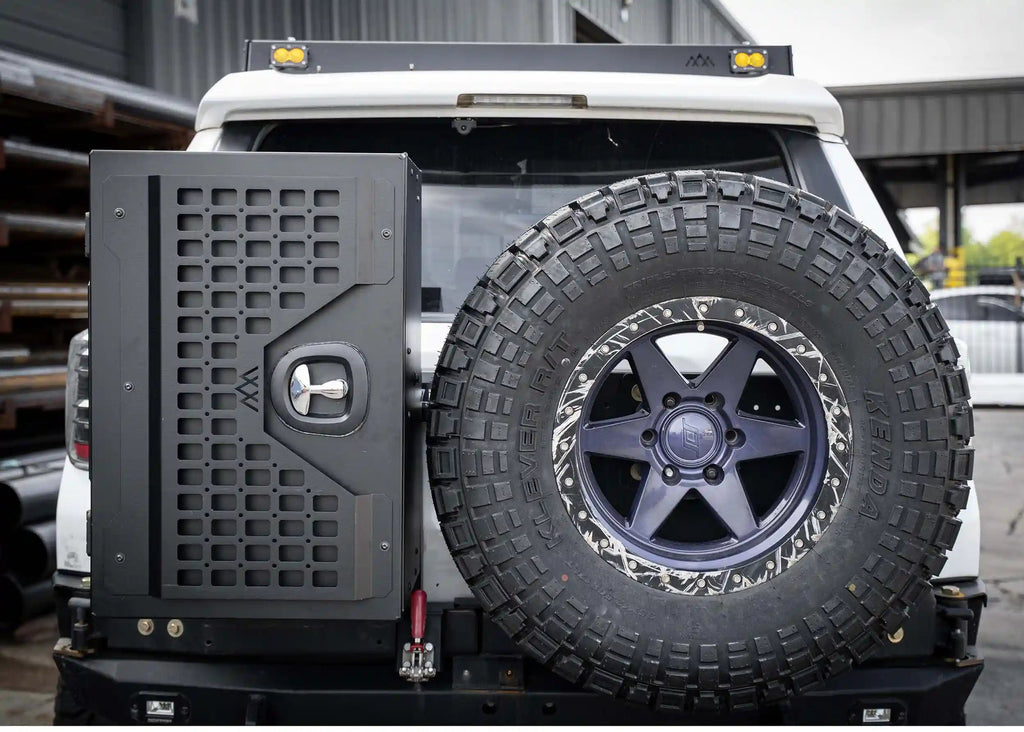 Backwoods Overland Storage Box closed showing exterior molle panels