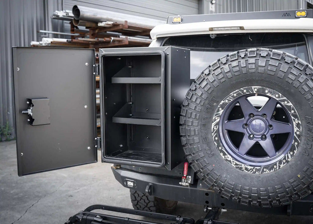 Interior view of Backwoods Overland Storage Box installed on Toyota 4Runner
