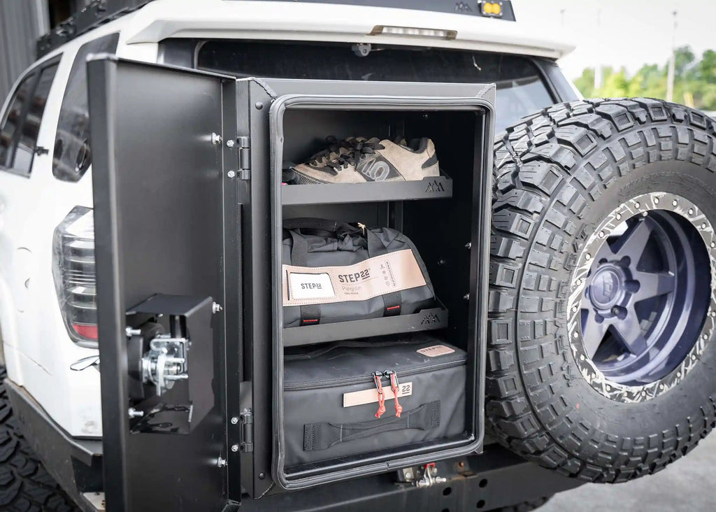 Backwoods Overland Storage Box interior shelving organizer system