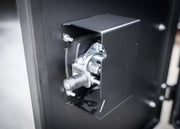 Lockable compression latch detail on Backwoods Overland Storage Box