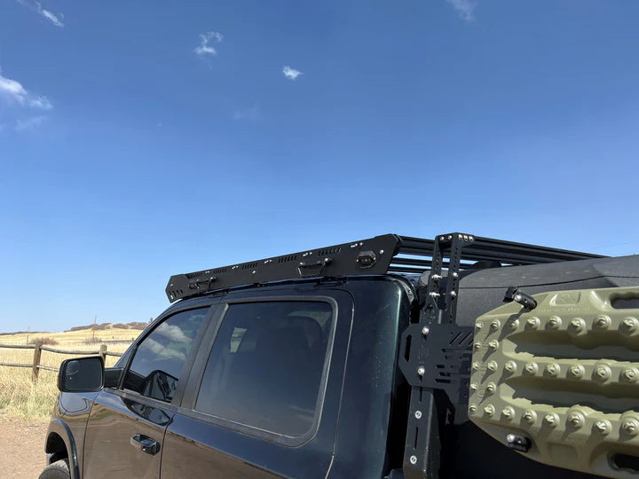 Full zoomed out view of the rugged alpha platform rack by uptop overland