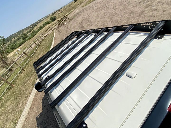 Aerial view of the Side view of the upTop Overland bravo roof rack mounted on Toyota FJ Cruiser