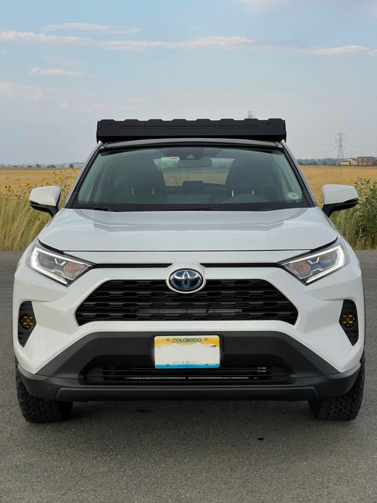 Front View Of The Mounted upTOP Overland Bravo Rav4 Roof Rack