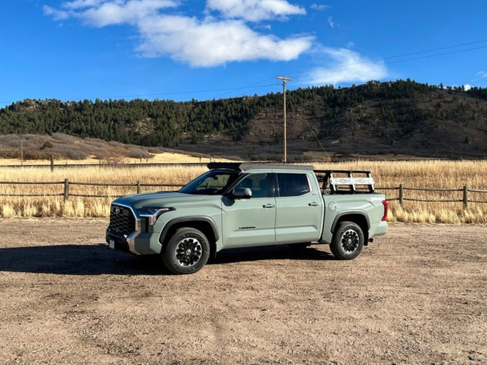 Side View Of The Mounted upTOP Overland Bravo Tundra CrewMAX Roof Rack