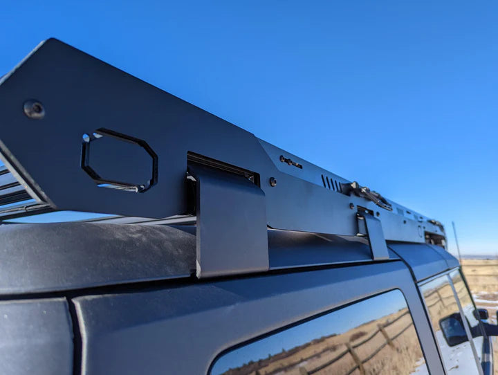 Close up view of the uptop overland rack with the Grab Handles 