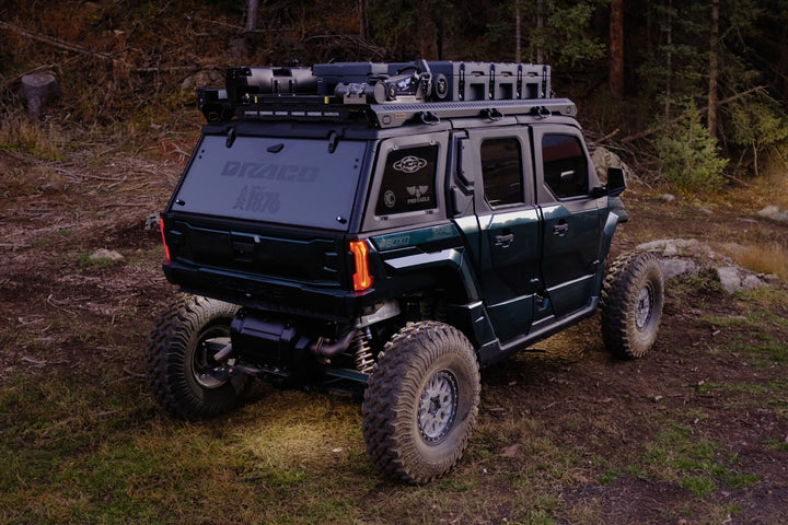 Close up view of the uptop overland rack with the Grab Handles