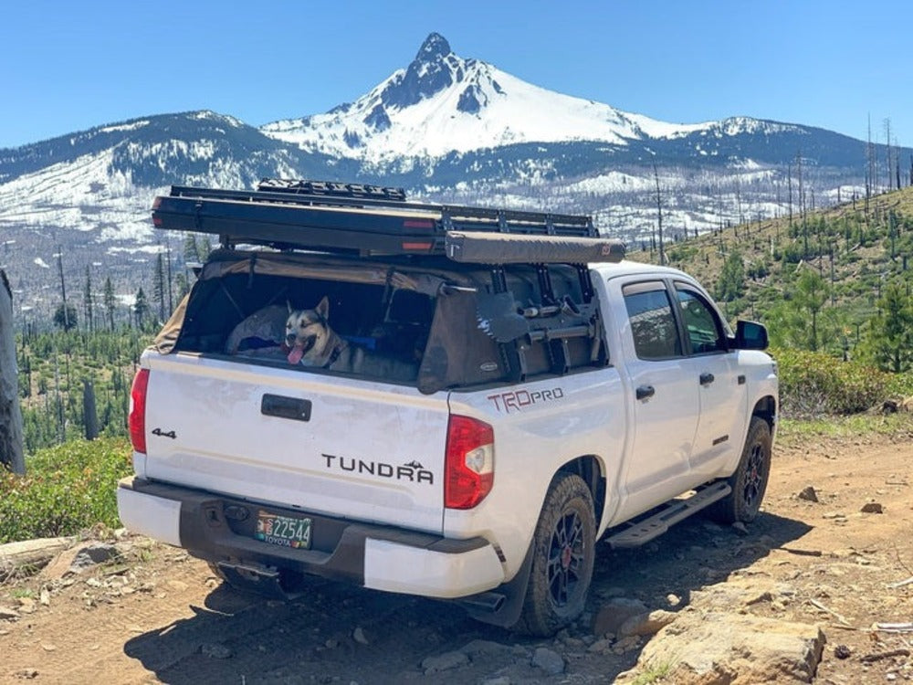 upTOP Overland TRUSS Soft Top Compatible Bed Rack Installed On A Tundra