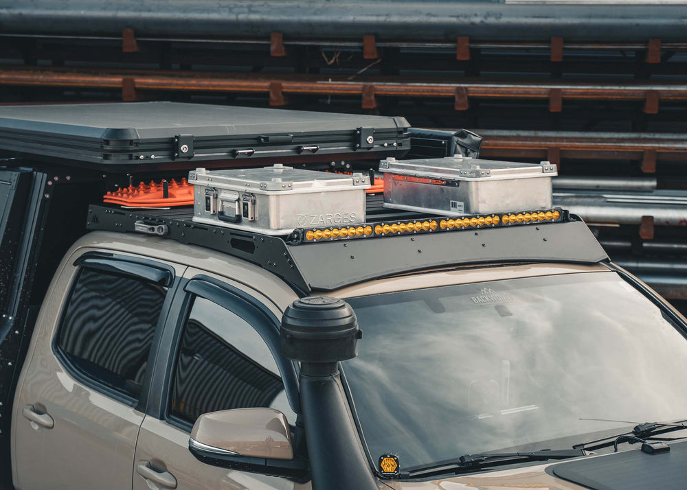 DRIFTR roof rack included in the Backwoods Adventure Mods Weekend Warrior Off Road Kit installed on a 2nd Gen Toyota Tacoma