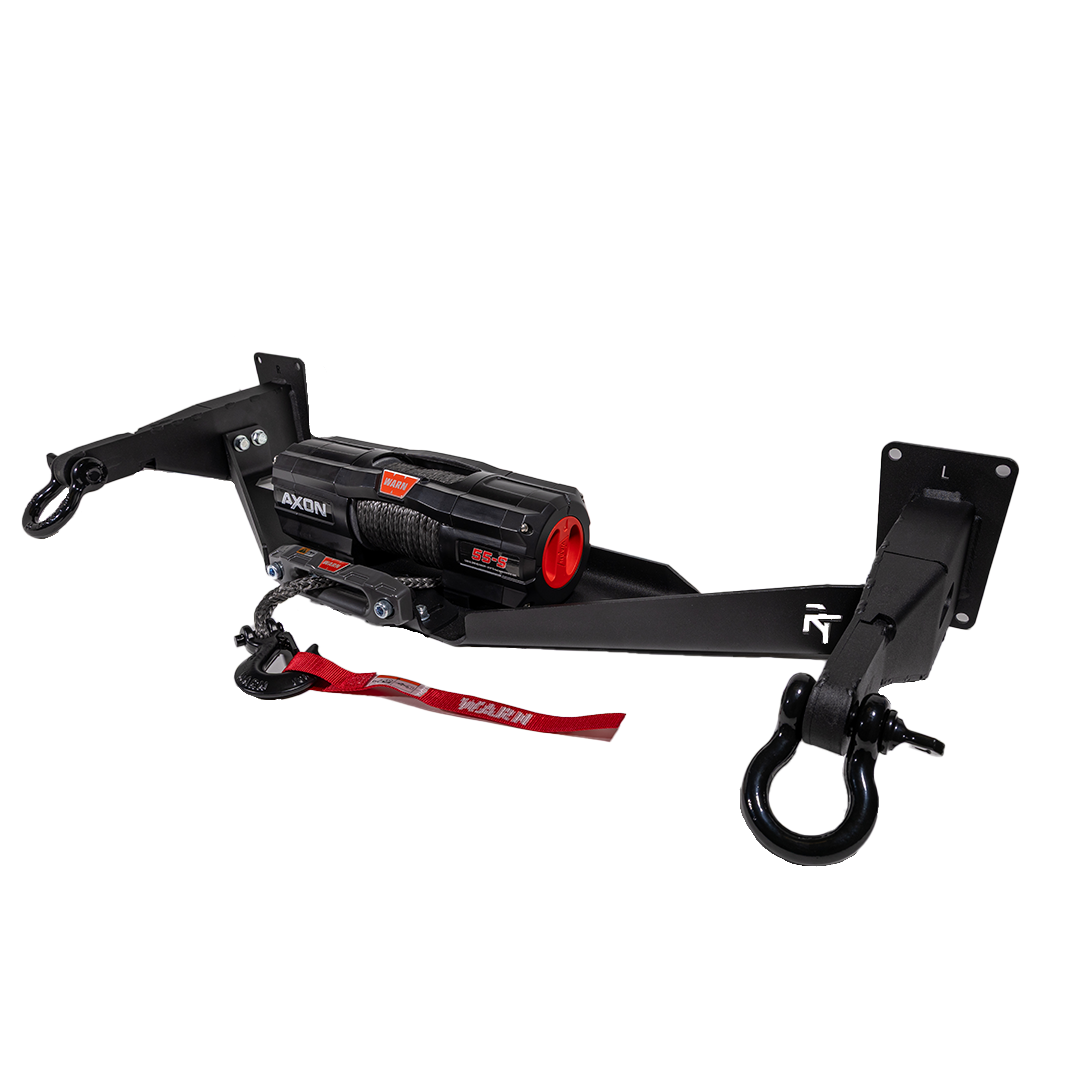RalliTEK Hidden Winch Mount for 2003-2008 Subaru Forester with Warn Axon 55-S and Black D-Rings