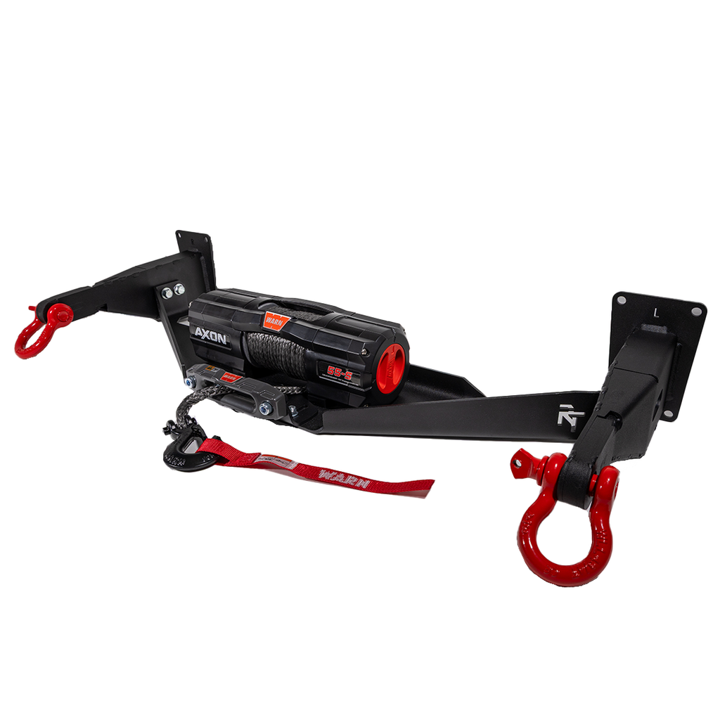 RalliTEK Hidden Winch Mount with Warn Axon 55-S and Red D-Rings