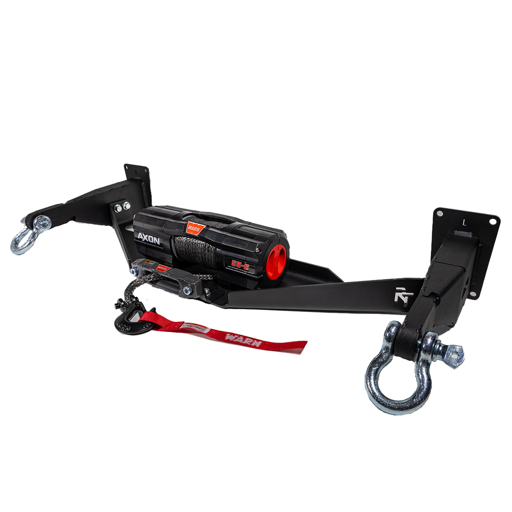 RalliTEK Hidden Winch Mount with Warn Axon 55-S and Silver D-Rings