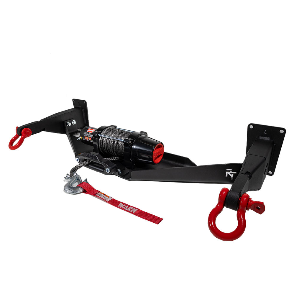 RalliTEK Hidden Winch Mount with Warn VRX 45-S and Red D-Rings