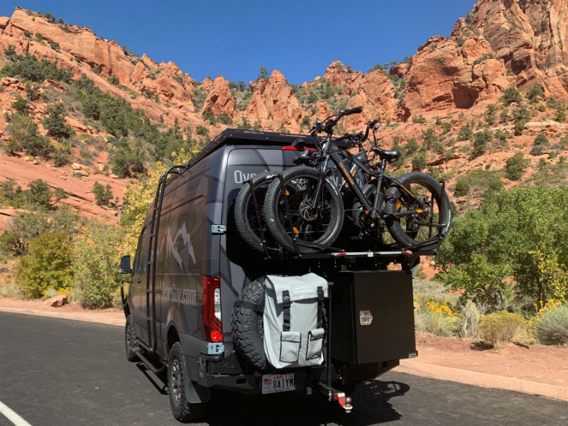 Aluminess Slimline Rear Bumper with Bike Rack and Swing Arms for Mercedes Sprinter 2019-2022