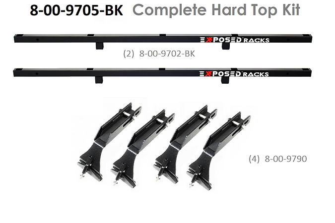 Exposed Racks 9705 Black Click In Hard Top Roof Rack For Jeep Wrangler JKU