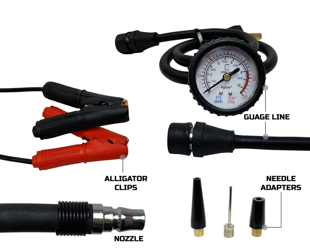 Air Compressor Alligator Clips, Gauge Line, Nozzle, and Needle Adapters