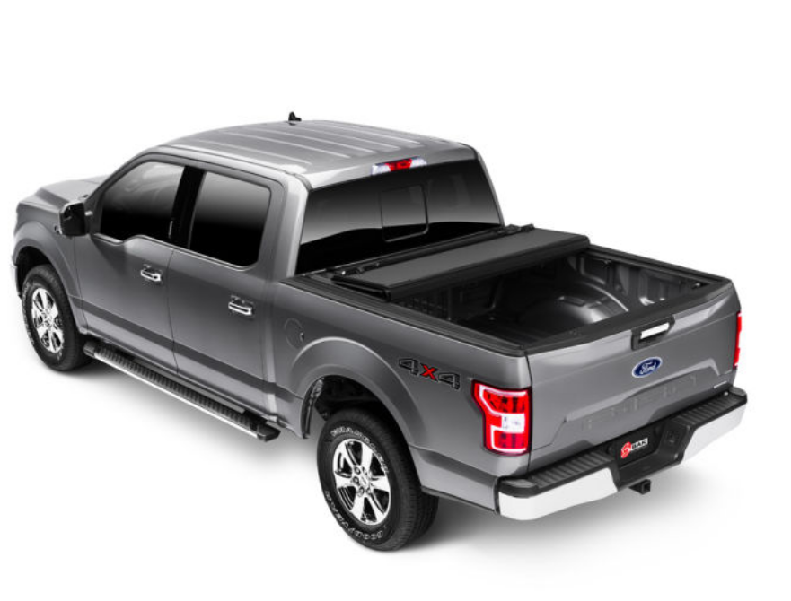 Left Angle Partially Open BAKFlip MX4 Truck Bed Cover For Ford F150 2021