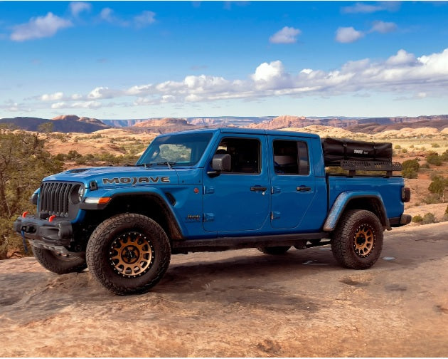 Blue Jeep with BillieBars in desert