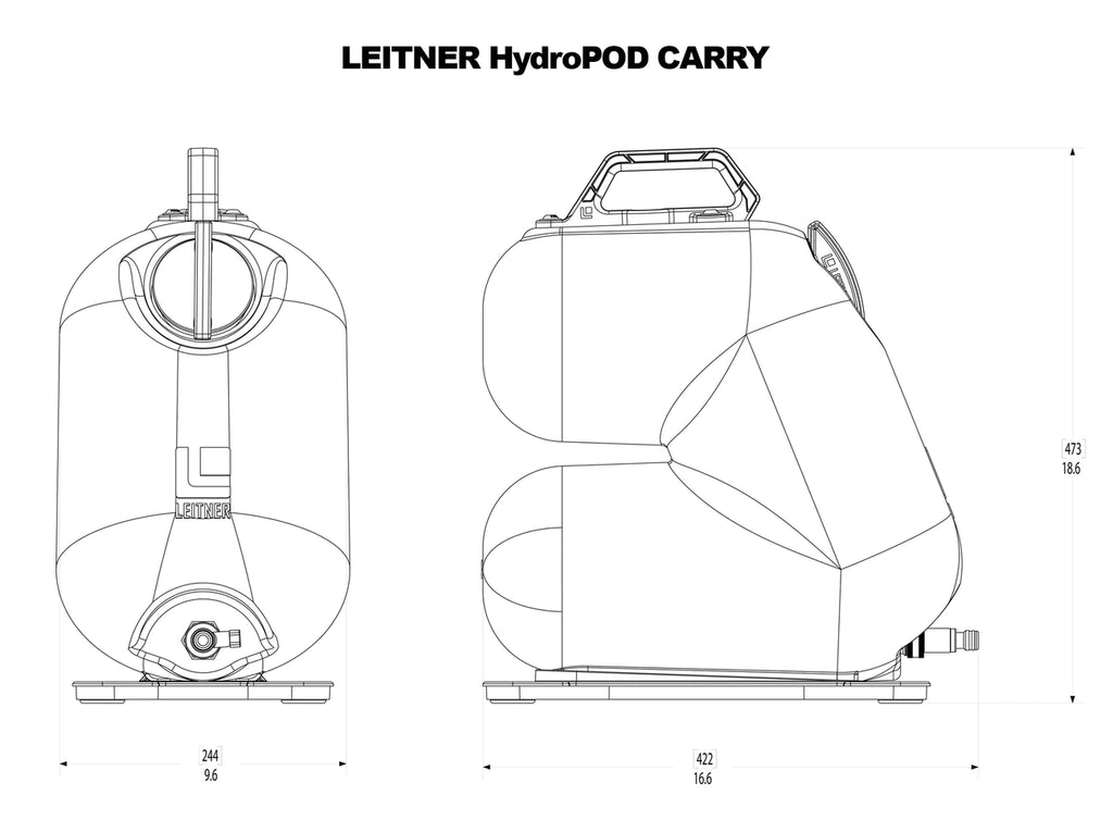 Dimension of the Carry portable shower kit
