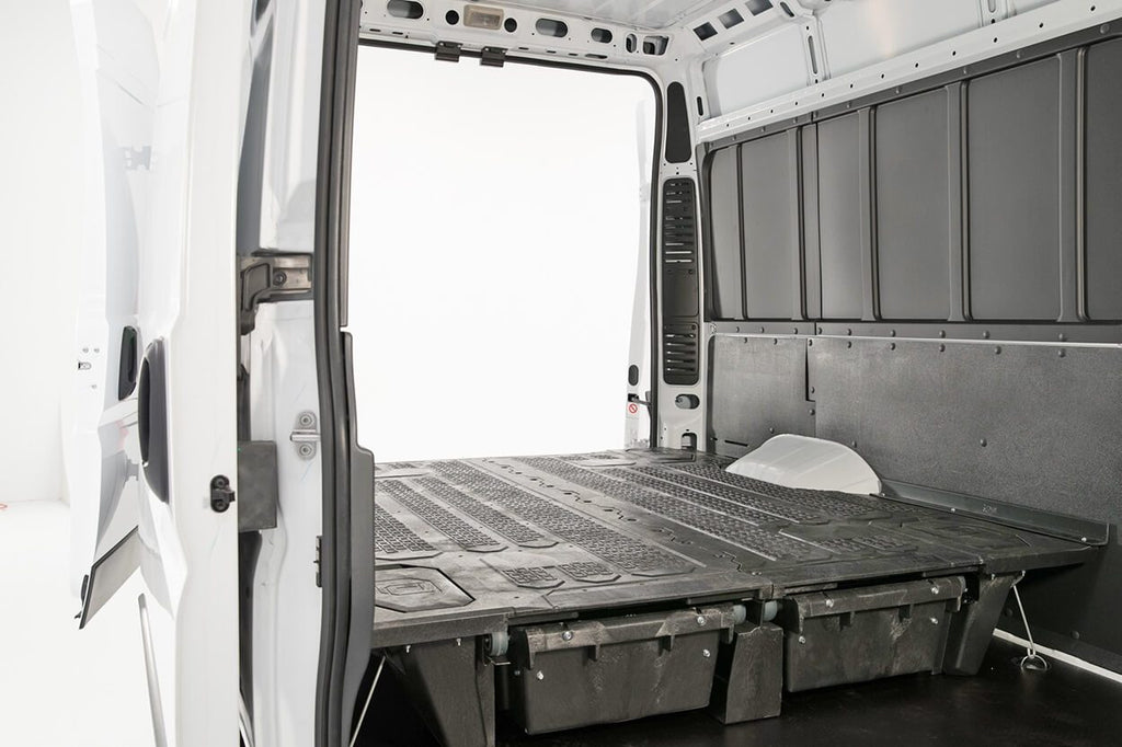 Chevrolet Express Cargo Van Decked Drawer System Installed View from the Back