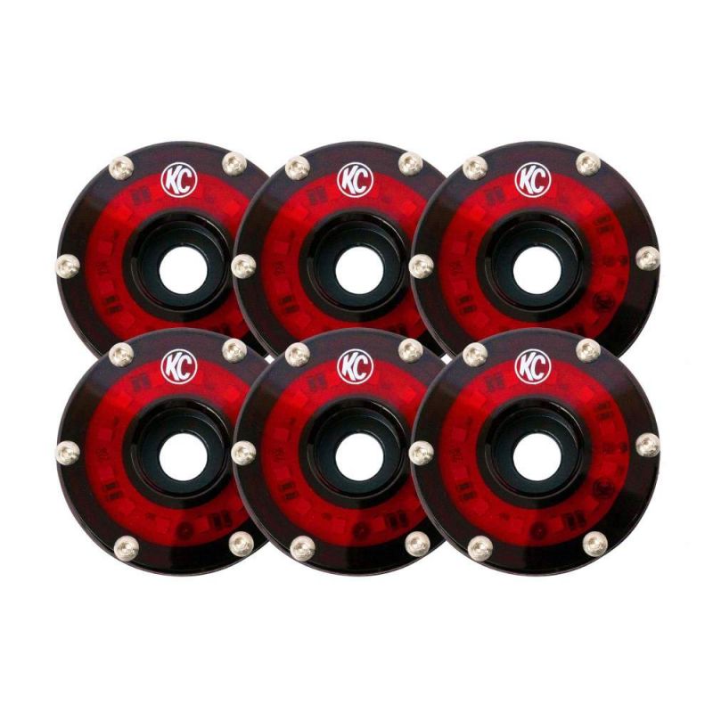 Cyclone LED - 6-light Universal Rock Light by KC Hilites Red