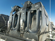 Mounted and Secured Double Jerry Cans in their holder with Replacement Straps