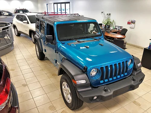 Exposed Racks 9755 Red No Drill Roof Rack For Hard Top Jeep JL/JT/JLU On A blue Jeep JL