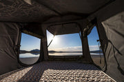comfortable 3.5" thick mattress of the stealth hardshell roof top tent