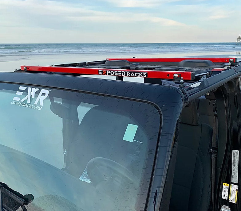 EXR under soft top red cross bars for jeep wrangler and gladiaror