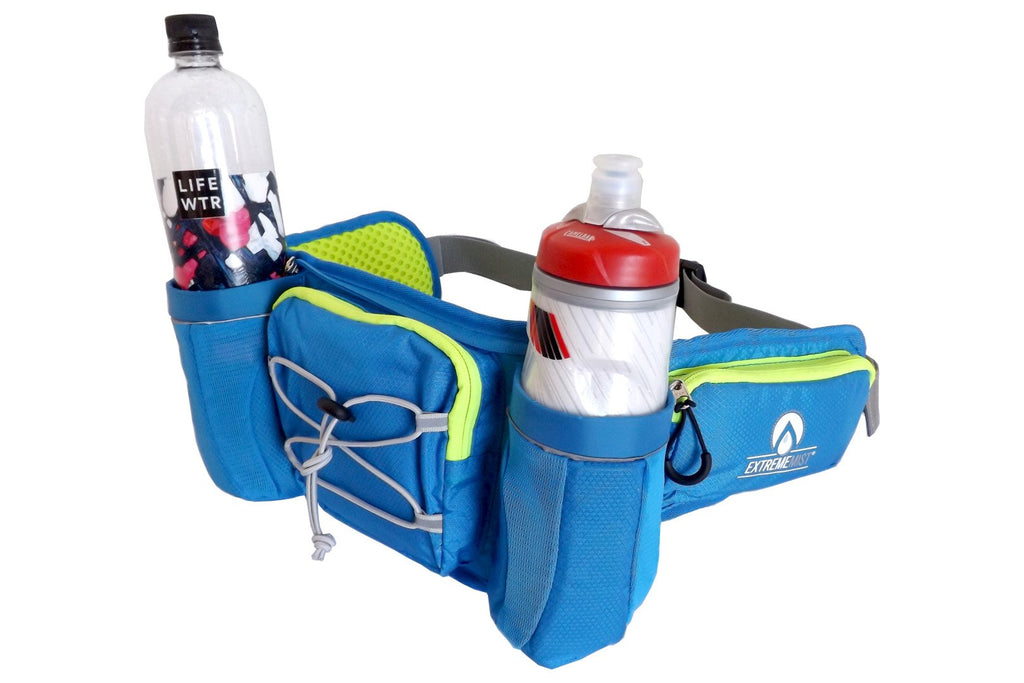 Sample fitting for two standard sized water bottled for Extrememist Hydration Waist Pack