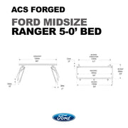 dims of the Leitner Designs FORGED Active Cargo System For Ford midsize ranger 5" bed