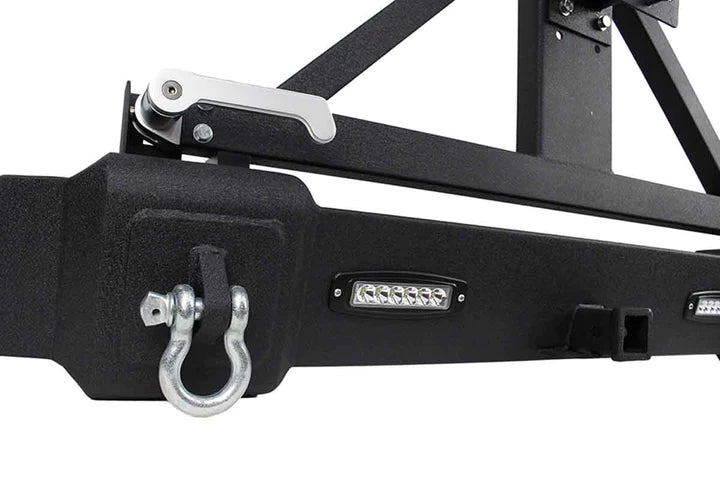 Fishbone Rear Bumper with Tire Carrier, D-Rings and LED for Jeep Wrangler JK