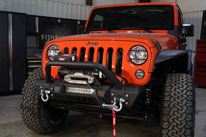 Fishbone Stubby Front Winch Bumper for Jeep Wrangler JK 