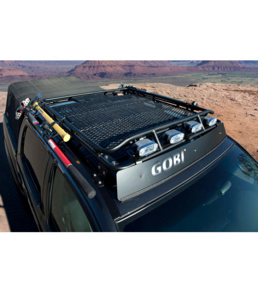 Gobi Stealth Rack Toyota Tacoma with Multiple LED Light Setup and Wind Deflector